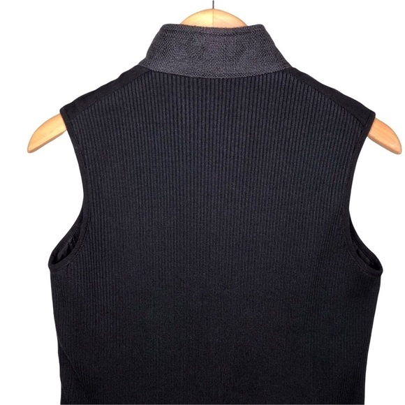 J McLaughlin Bennet Tweed Quilted Vest Ribbed Knit Back Black Size XS - Picture 6 of 11
